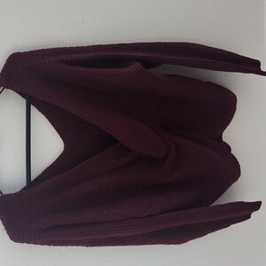 Fashion Nova Deep Burgundy V-Neck Sweater